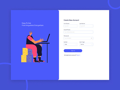 Sign up page design