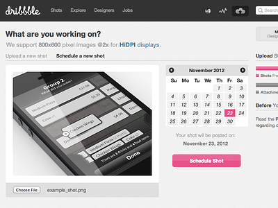 Schedule Shot on Dribbble design dribbble dribble fun mock ui user experience user interface ux web what if