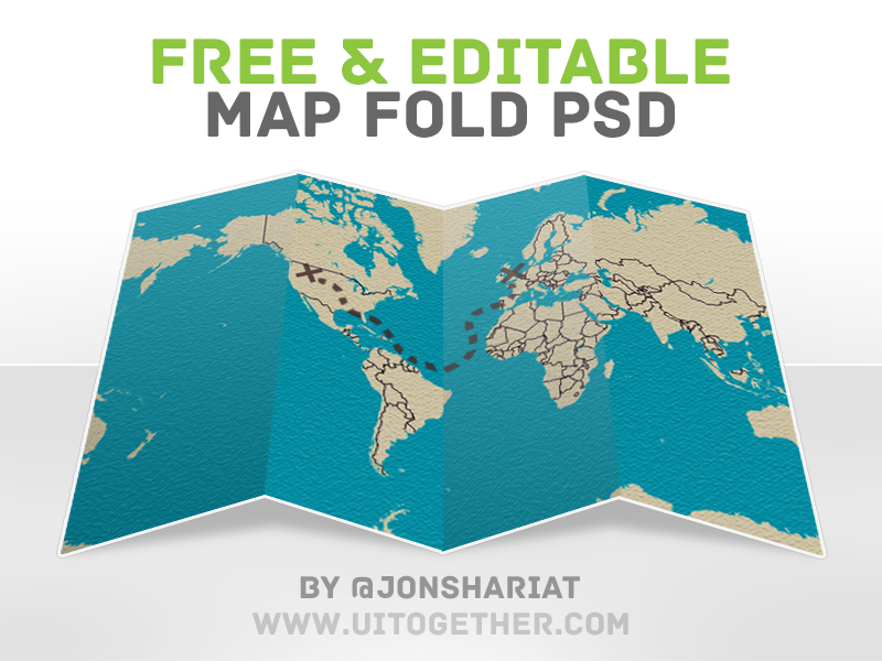 Download Free Editable Map Fold PSD by Jonathan Shariat - Dribbble