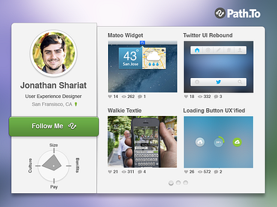 Path.to Profile Widget [Free PSD] button dribble free fun graph interaction design path profile psd spider graph template ui user experience user interface ux widget
