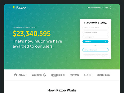 iRazoo Landing Page Concept form irazoo landing page signup