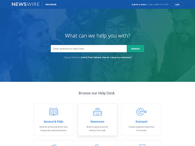 Newswire Helpdesk Landing Page