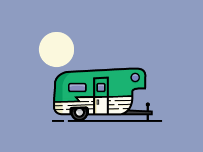 Green Trailer camper camping illustrator