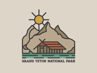 Grand Tetons logo minimal mountains teton