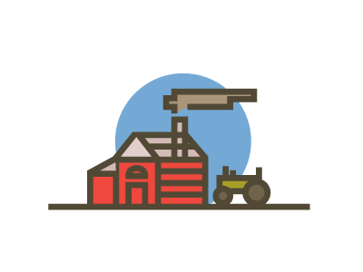 Ol' Pappy's Farm building farm house logo minimal tractor