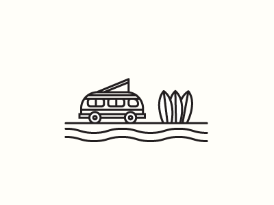 Surf's up bro! bus camper icon logo surfing