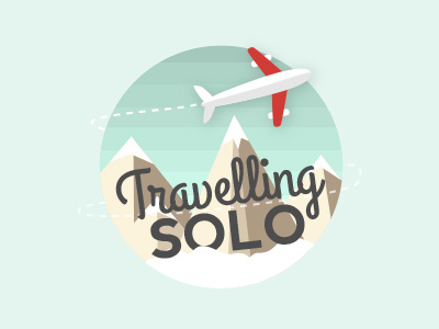 Travelling Solo Badge badge flat icon illustration mountains plane travel