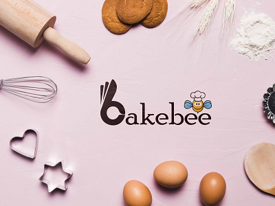 Bakebee Logo branding club logo design food happiness illustration logo restaurant typography vector