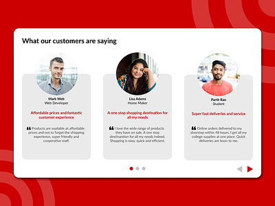 Testimonial section for Target Corporation branding design target testimonial testimonials ui uidesign ux uxdesign visualdesign