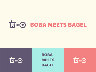 Boba Meets Bagel Dating App - Logo Treatments asian boba branding coffee meets bagel dating app illustrator logodesign responsive app side project styleguide