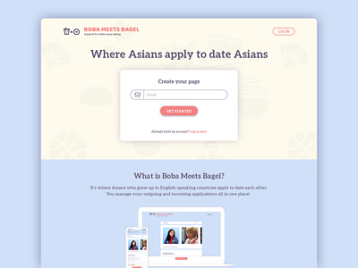 Boba Meets Bagel (Dating app) - Landing Page