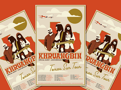 Concert Poster band band merch concert illustration khruangbin poster texas vector