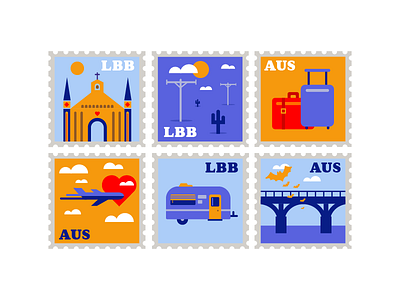 Southwest Austin to Lubbock austin bats bridge icons logo lubbock stamps texas trailer travel