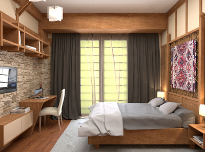 Hotel in Gudauri bedroom design design hotel house maya render room