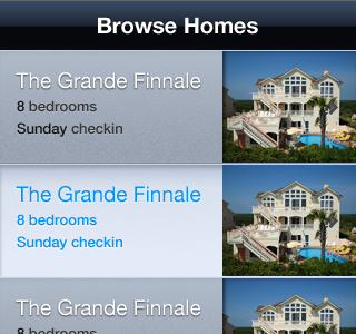iPhone app to browse vacation homes ios iphone list ui