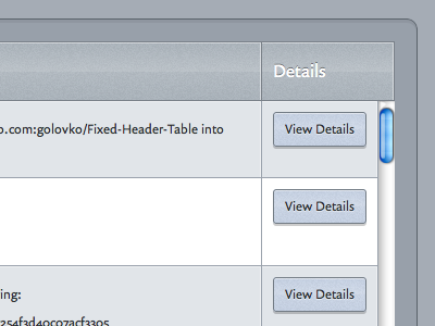 View Details button for GitHub commit history button css3 gradient grid simple table texture ui web