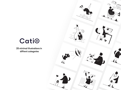Catio kit | 25 illustration in different categories 404 cat catio character design graphic design illustration kit minimal vector