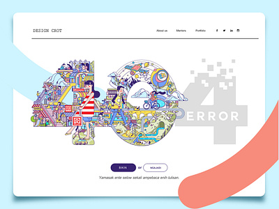 404 Page design flat icon illustration line art people simple ui vector