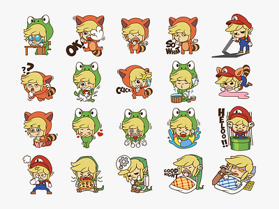 Link Mario Sticker character cute design icon illustration vector