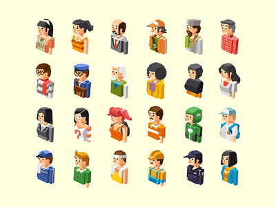 Avatar Isometric character icon illustration isometric people simple vector