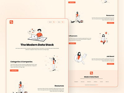 Modern Data Stack - The Home Page colors data stack design fonts homepage illustration landing page modern data stack modern design poppins the modern data stack user experience user interface