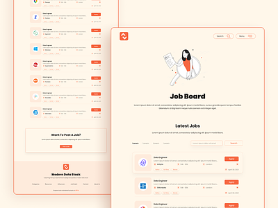 Modern Data Stack - Job Board Page cards colors data stack design fonts illustration modern data stack user experience user interface
