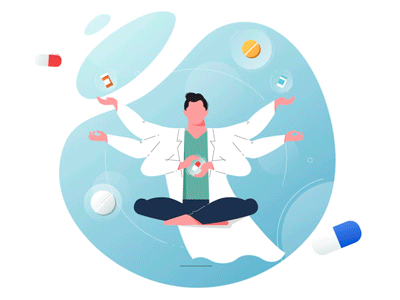 Doctor Zen Illustration animation doctor illustration medical pill tablet vector yoga zen