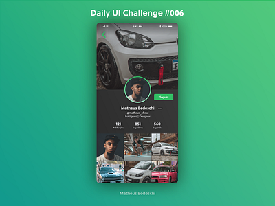User Profile - DailyUI #6 app calculator checkout daily 100 challenge dailyui dailyui006 dailyuichallenge dark design light websites