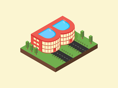 Isometric Building architecture b building illustration isometric pool raksahb swimming