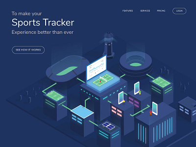 Sports Tracker application badminton banner bhaskar devarajan design football isometric raksahb landing page sports tracker website