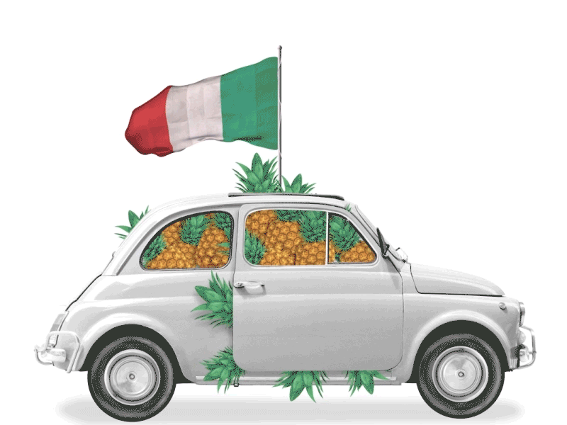 Pizza Express Hawaiian Campaign - Fiat 500 2d after effects animation car fiat 500 hawaiian loop motion photoshop pineapple pizza