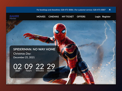 Count Down Timer UI app branding cinemas countdown dailyui day14 design movie spiderman ui uiux webdesign