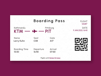 Boarding Pass UI 024 airlines boarding boardingpass branding dailyui design flight ticket ui uiux