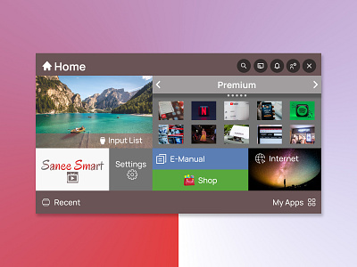 Smart TV App UI branding carousel controls dailyui design feature smarttv television tvapp ui uiux