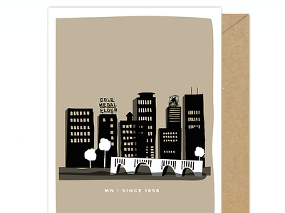 MPLS | Since 1858 Series bridge cityscape greeting cards etsy kraft midwest minneapolis mn mpls