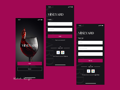 Vineyard Login/signup Design adobexd app branding figma graphic design login logo page signup typography ui ux vineyard