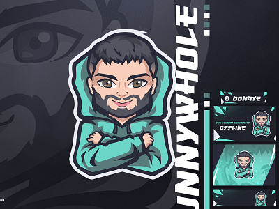 gamers with mustache twitch logo chibi mascot design illustration logo logo mascot logo twitch logodesign mascot mascot logo mustache logo streamer logo twitch logo ui youtube logo