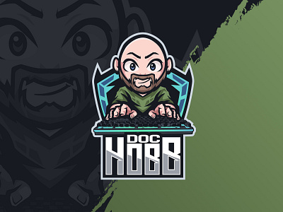 gamers man with mustache mascot logo for twitch