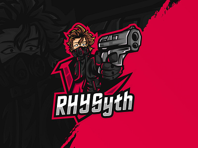 gamers man with gun mascot logo for twitch