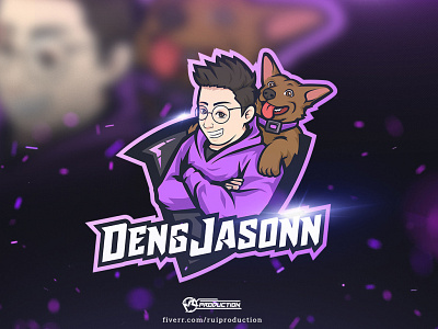 twitch gaming mascot logo with pet