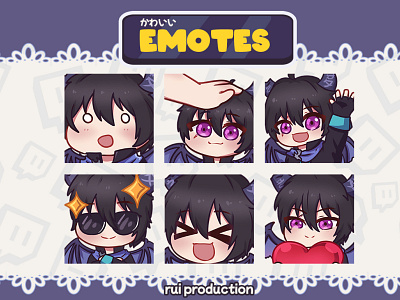 vtuber chibi emotes twitch, pat pat, hello, gg, hype, love