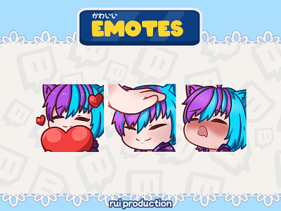 vtuber chibi emotes twitch, love, taptap, sleepy ruiproduction