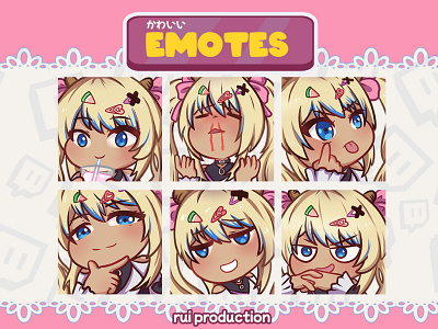 vtuber chibi emotes twitch, nosebleed, joking, cool ruiproduction