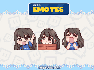 vtuber chibi emotes twitch, hay, hello, design illustration logo logodesign ruiproduction streamer twitch twitch logo twitch.tv ui youtube logo