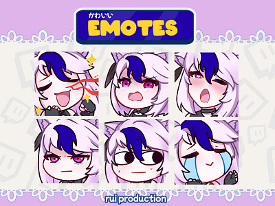 vtuber chibi emotes twitch, ahegao, nosebleed, sad, cynical anmation