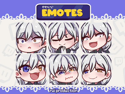 vtuber chibi emotes twitch, dumbfounded, pray, exaited, cry anmation