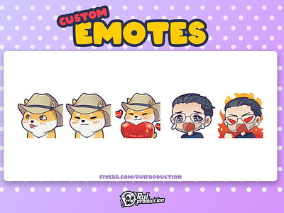 vtuber chibi emotes twitch, custom emotes, shba inu cute