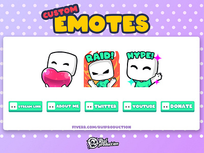 vtuber chibi emotes twitch, custom emotes, raid, hype