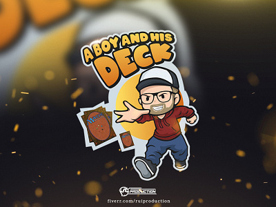 logo gaming, esport logo, mascot logo, a boy and his deck logo desain