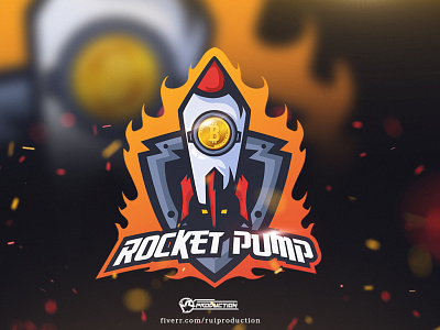 logo gaming, esport logo, mascot logo, Rocket Pump cryptocurrenc cryptocurrency desain